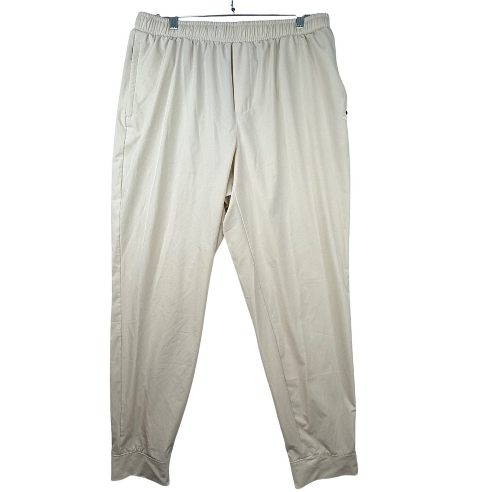 DSG womens Jogger Pants Athletic Casual Beige cream cuffed pockets Lightweight‎